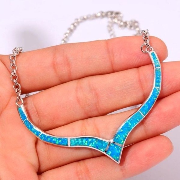 Jewelry - Inlaid in Silver Lab-created Fire Opal Necklace